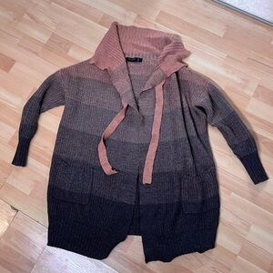 Religion London Terracotta Knit Cowl Neck Open Cardigan XS oversized neutral